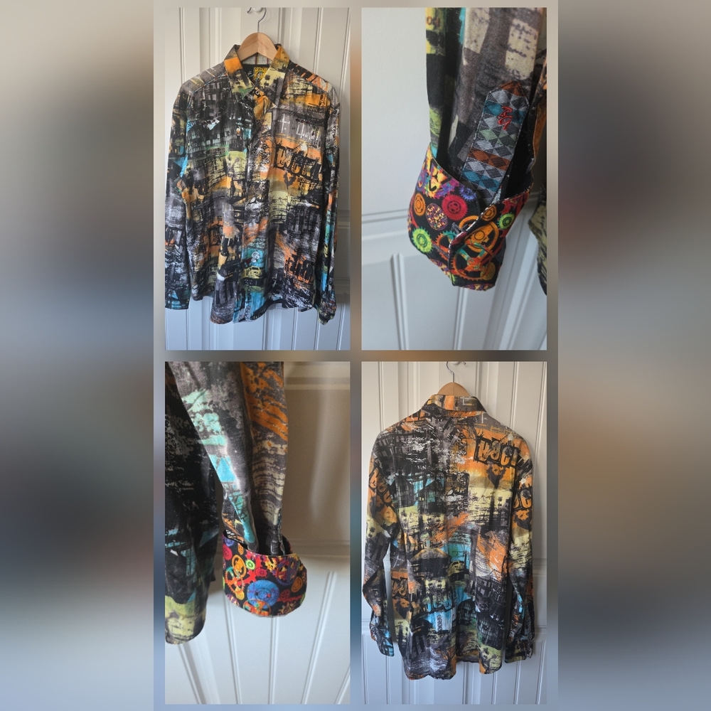Robert Graham Embroidered Shirt Mens XL RARE Urban Streetwear